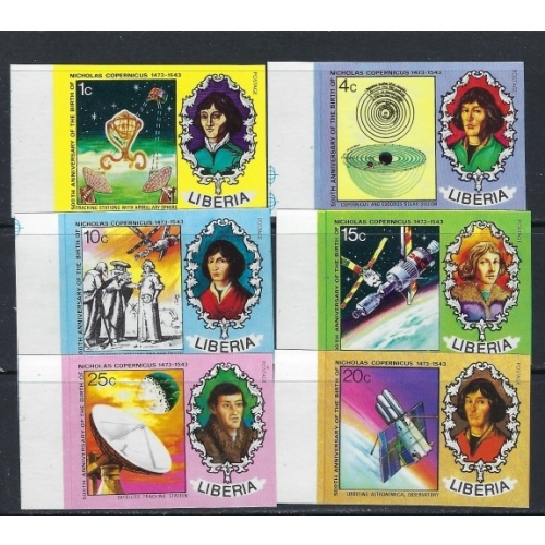 Liberia 653-58 MNH 1973 Copernicus Imperf set (ak4477)