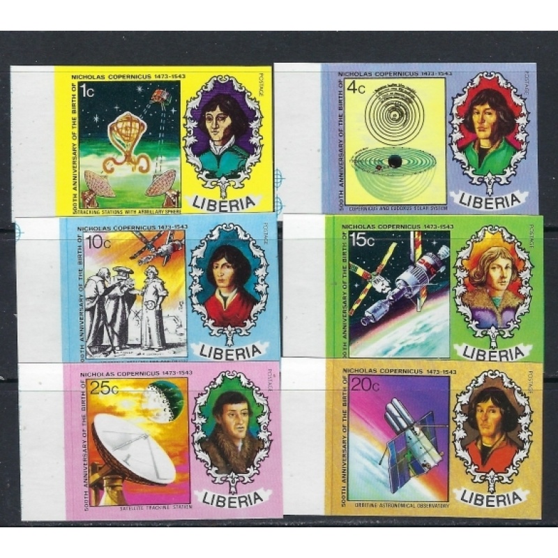 Liberia 653-58 MNH 1973 Copernicus Imperf set (ak4477)