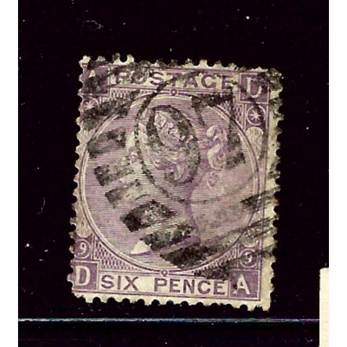 Great Britain 51 Used Plate #9 1869 issue short corner