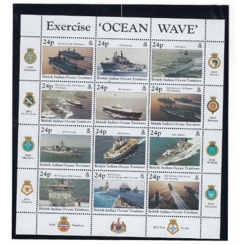 British Indian Ocean Terr 196 MNH 1997 Ships sheet of 12 (ak6398)