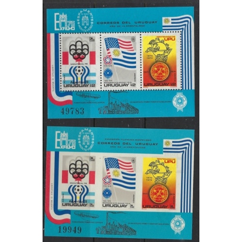 Uruguay C418a MNH 1975 Perf and Imperf S/S (fe3024)