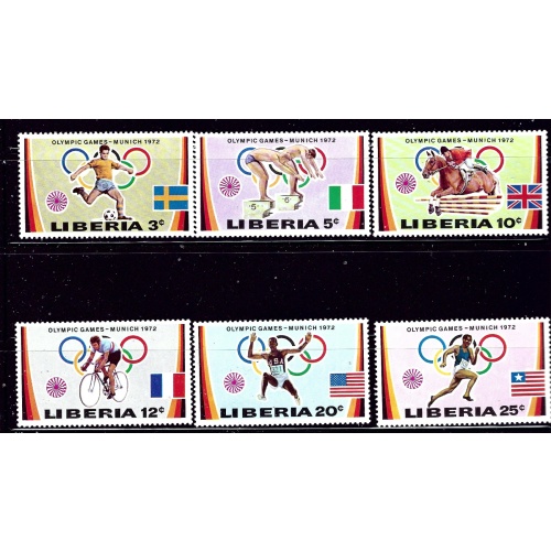 Liberia 591-96 MNH 1972 Olympics