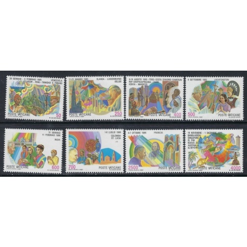 Vatican 795-802 MNH 1987 Papal Travels (ak3950)