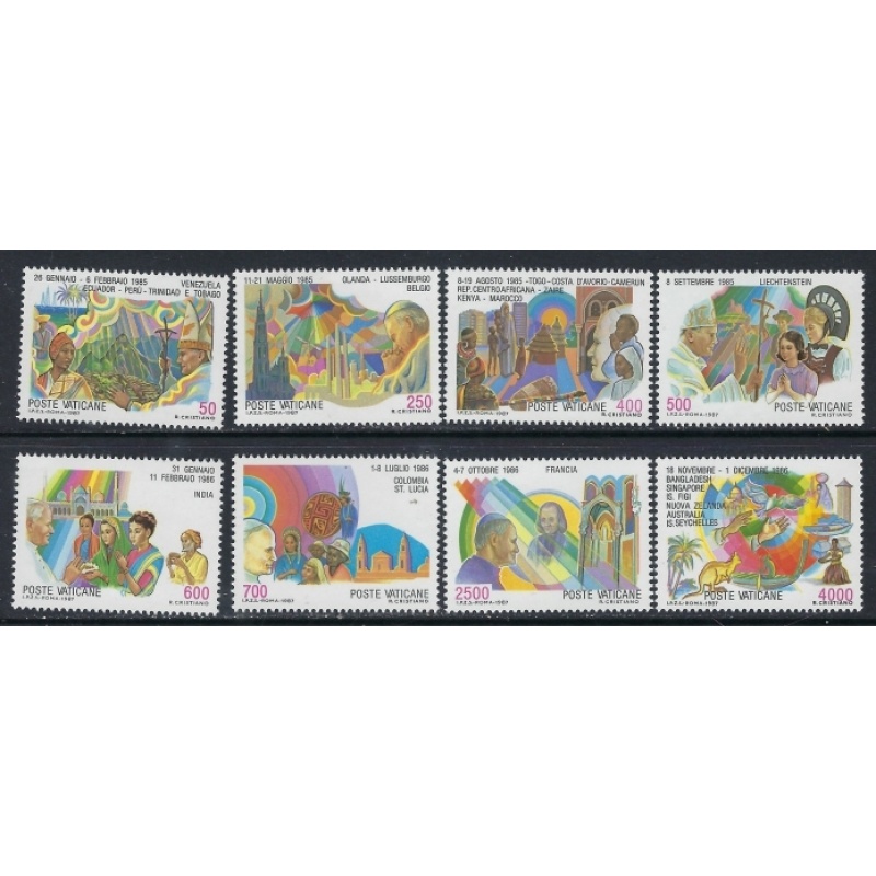 Vatican 795-802 MNH 1987 Papal Travels (ak3950)