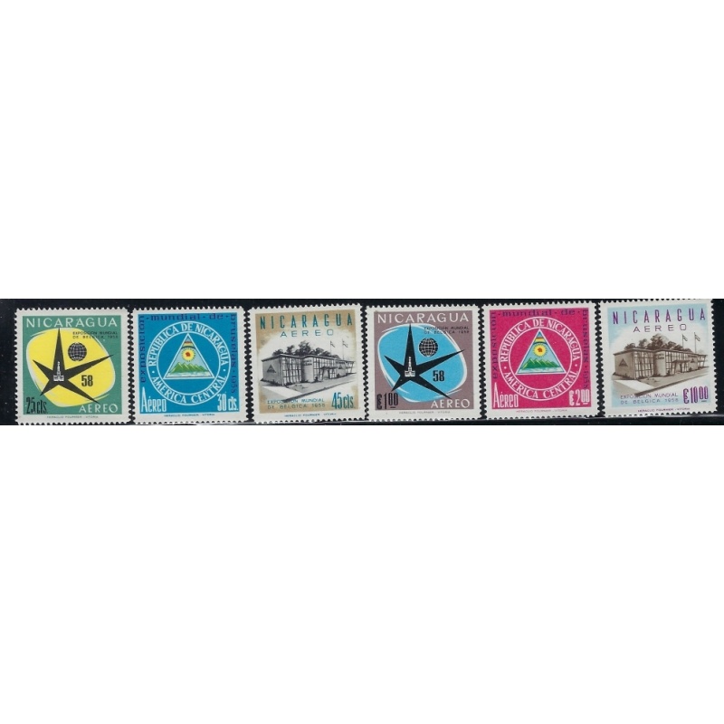 Nicaragua C404-09 MNH 1958 Brussels Expo (fe9401)