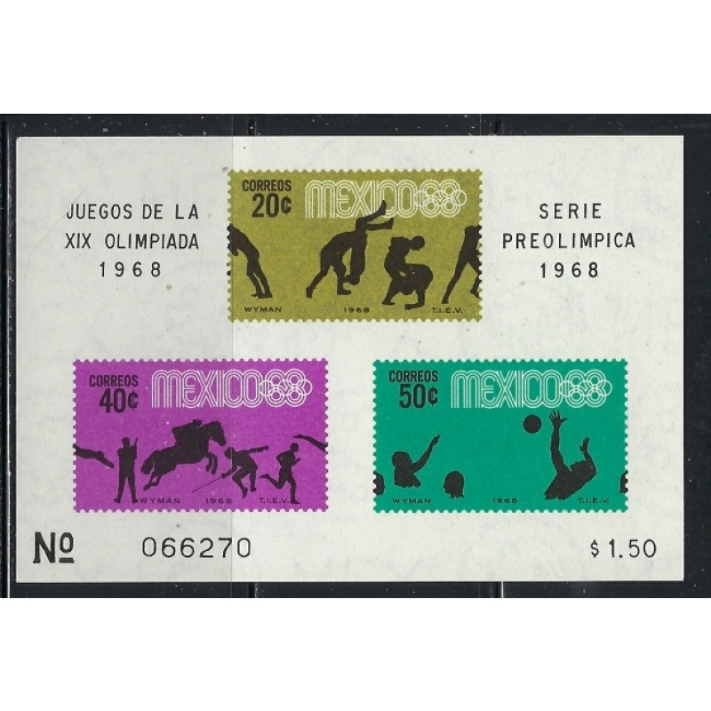 Mexico 992a MNH 1968 Olympics souvenir sheet (an7177)