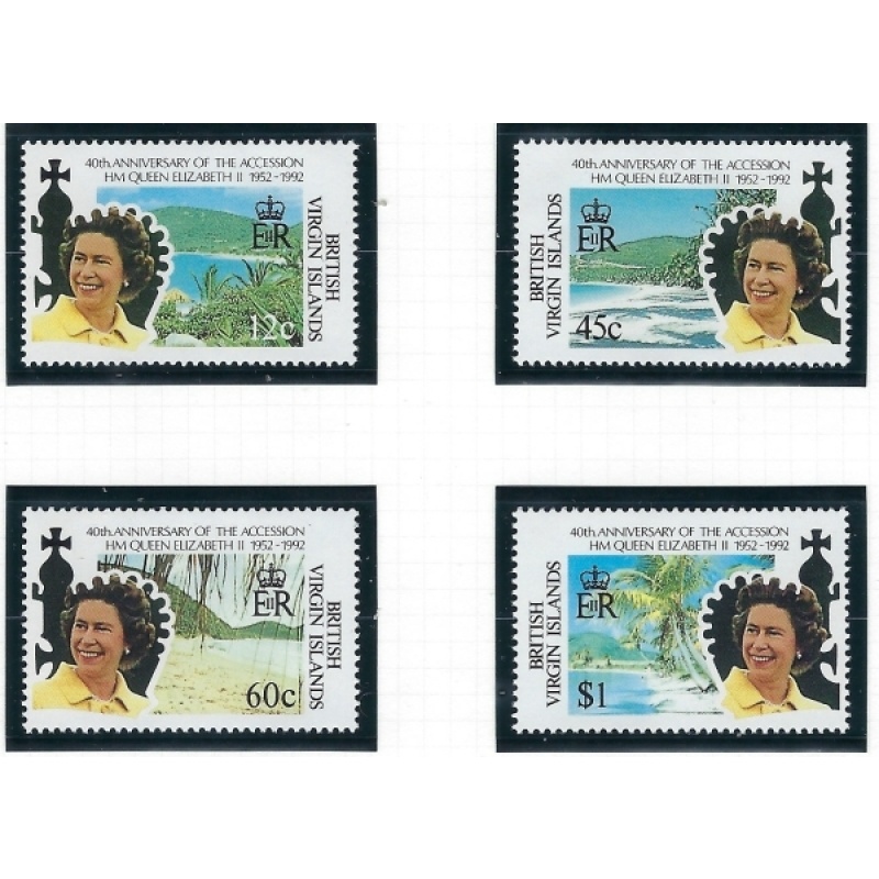 British Virgin Is 742-45 MNH 1992 QEII 40th anniv on Throne (mm1007)