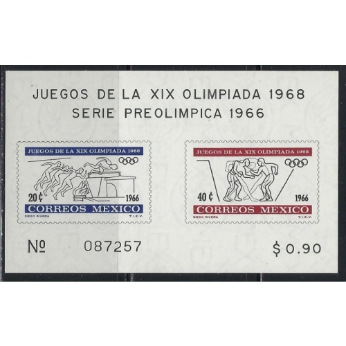 Mexico 975a MNH 1966 Olympics souvenir sheet (an7175)