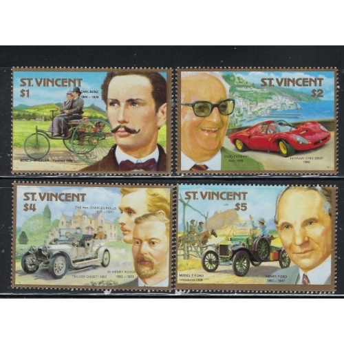 St Vincent 1044-47 MNH 1987 Auto Pioneers (fe6589)