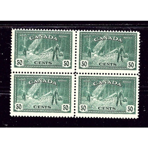 Canada 272 MNH 1946 Logging  Block of 4