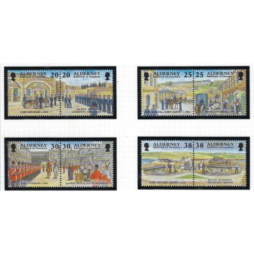 Guernsey Alderney 134-41 MNH 1999 Garrison Island in pairs (an4538)