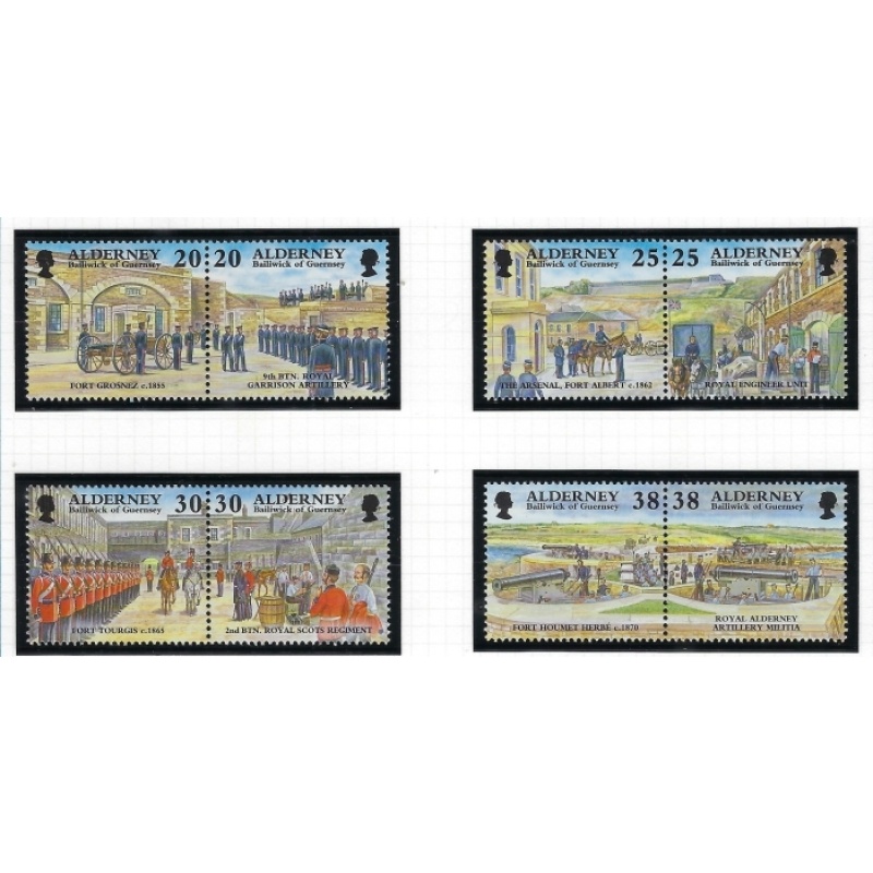 Guernsey Alderney 134-41 MNH 1999 Garrison Island in pairs (an4538)