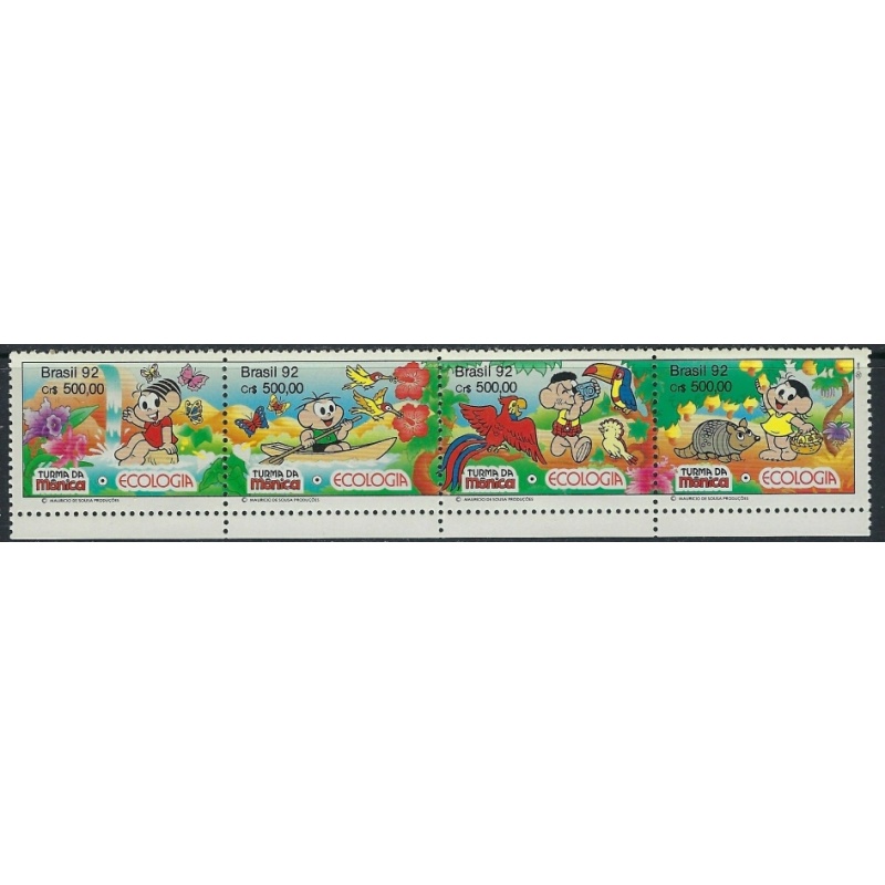 Brazil 2373a MNH 1992 strip of 4; been folded (ak3850)