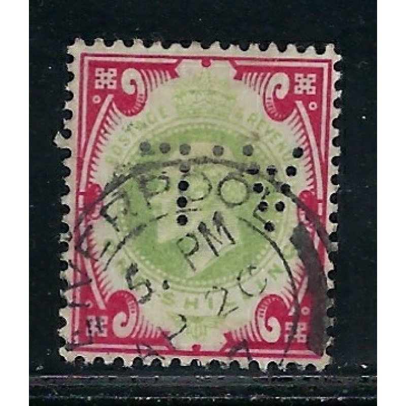Great Britain 138 Used Perfin 1902 issue (fe5908)