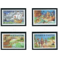 Turks and Caicos 734-37 MNH 1988 Discovery of America 500th anniversary (ak53...