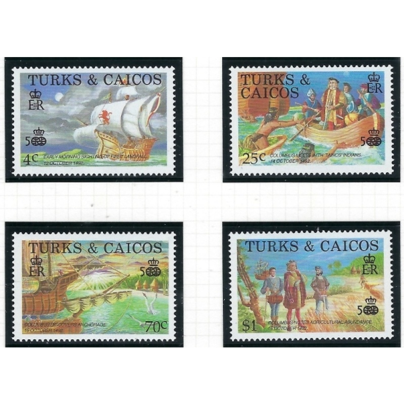 Turks and Caicos 734-37 MNH 1988 Discovery of America 500th anniversary (ak53...