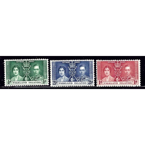 Falkland Is 81-83 MNH 1937 KGVI Coronation    (ap2304)