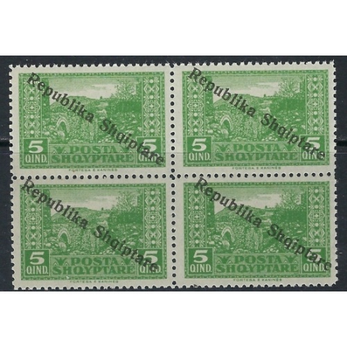 Albania 180 MNH Block of 4 1925 overprint (ak5535)