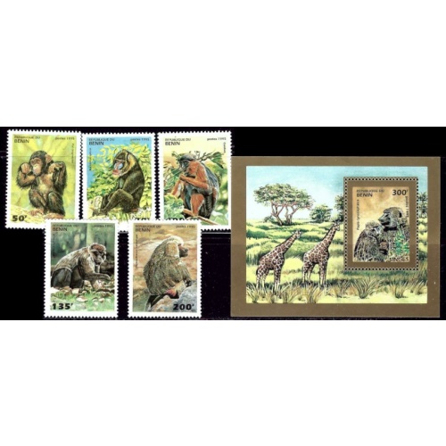 Benin 755-60 MNH 1955 Monkeys (an4836)