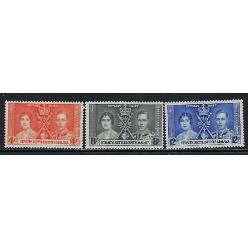 Straits Settlements 235-37 MLH 1937 KGVI Coronation (an6013)