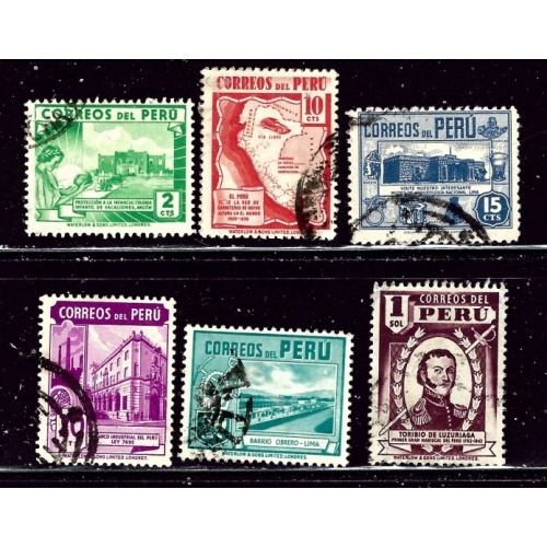 Peru 375-81 Used 1938 part set    (ap3015)