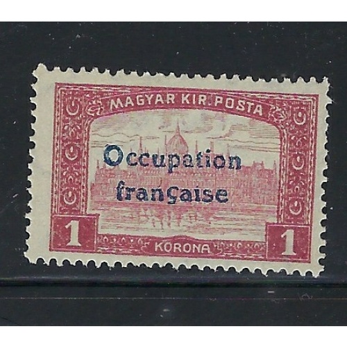 Hungary 1N13 1919 overprint; penciled numbers on back (fe8214)
