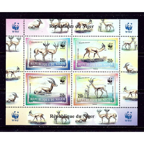 Niger 986a MNH 1998 Gazelles (W.W.F.) S/S