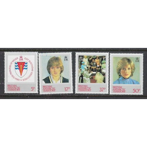 British Antarctic Terr 92-95 MNH 1982 Princess Diana (ap6997)