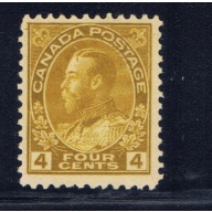 Canada 110 Hinged 1922 KGV issue; slightly shorted perf top left