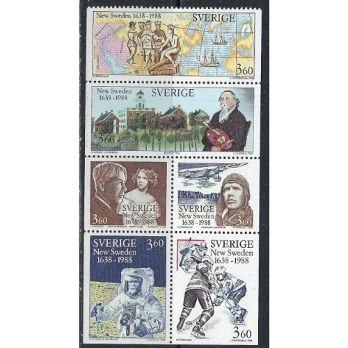 Sweden 1677a Bklt Pane of 6 MNH 1966 issue; been folded (ak5167)