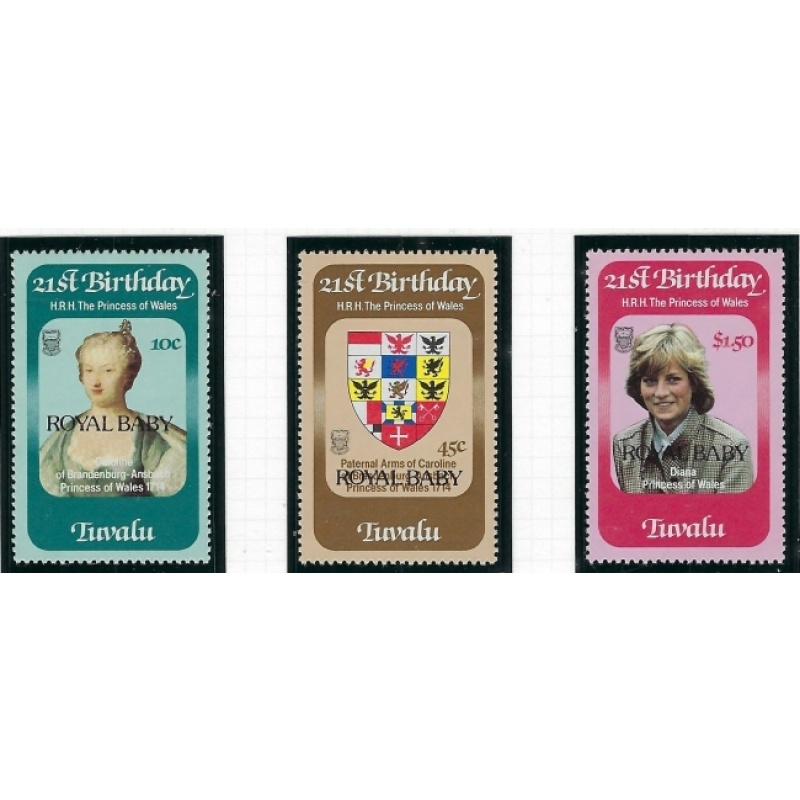Tuvalu 173-75 MNH 1982 Royal Baby overprint (an4946)