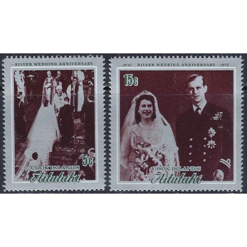 Aitutaki 51-52 MNH 1972 QEII Silver Wedding (ak6806)