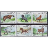 Laos 436-41 Issued without gum 1983 Horses (ak6220)