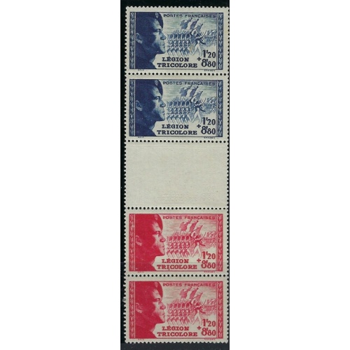 France B147a MNH 1942 pair plus extra; weak perfs (fe8635)