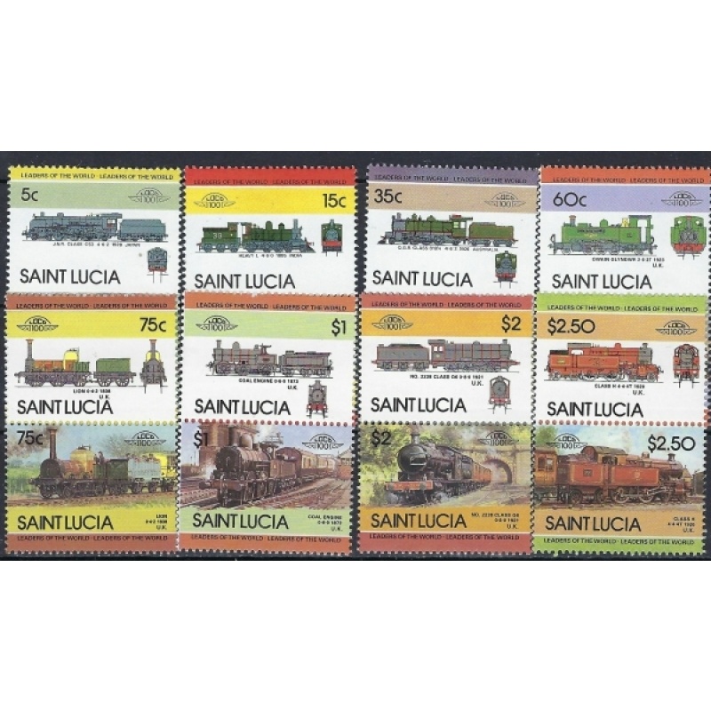 St Lucia 711-18 MNH 1985 Locomotives (mm1153)