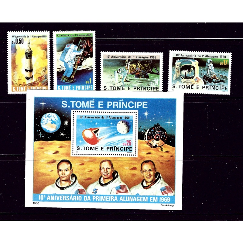 St Thomas and Prince is 578-82 MNH 1980 Anniv of first Moon Landing
