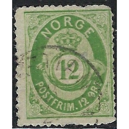 Norway 26 Used 1877 issue; short perfs (fe9214)