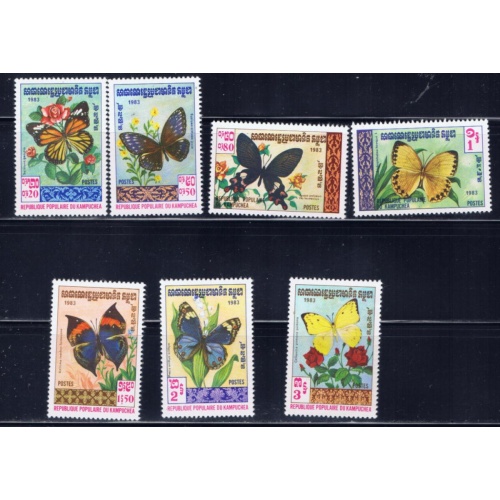 Cambodia 386-92 MNH 1983 Butterflies