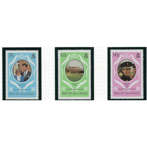 Turks and Caicos 486-88 MNH 1981 Prince Charles Wedding (ak5288)