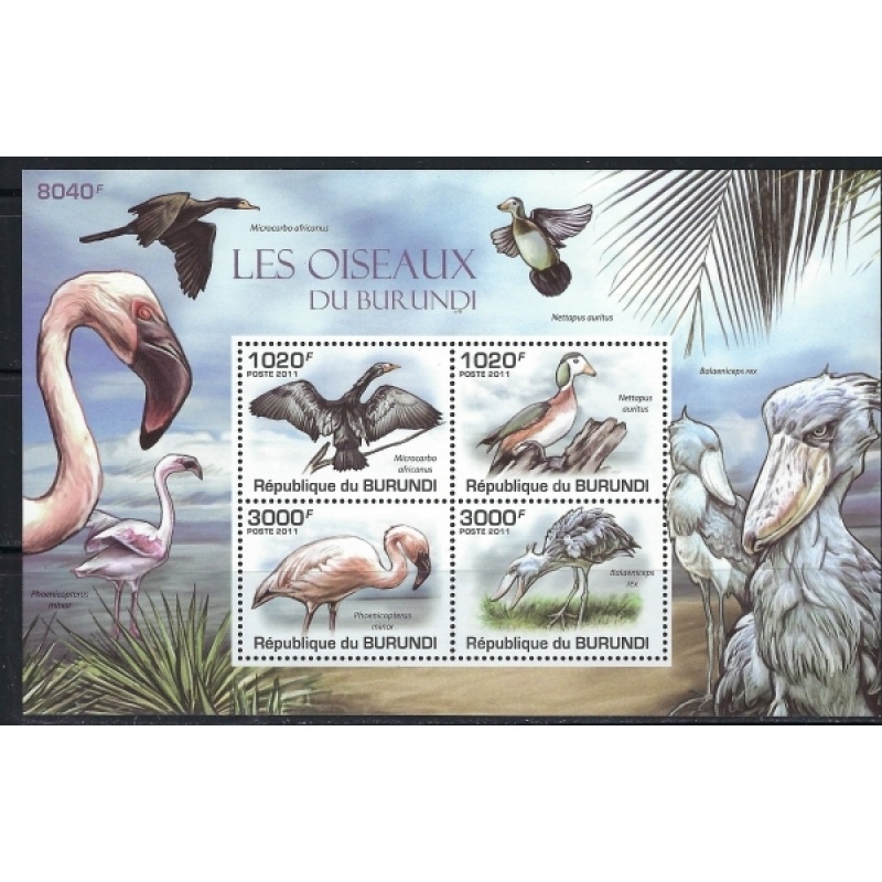 Burundi 871 MNH 2011 Birds Sheet of 4 (an4199)