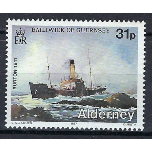 Guernsey Alderney 35 MNH 1987 Ship (ak1865)