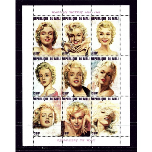 Mali 791 MNH 1996 Marilyn Monroe sheet of 9