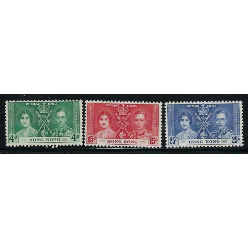 Hong Kong 151-53 MH 1937 KGVI Coronation (fe3961)