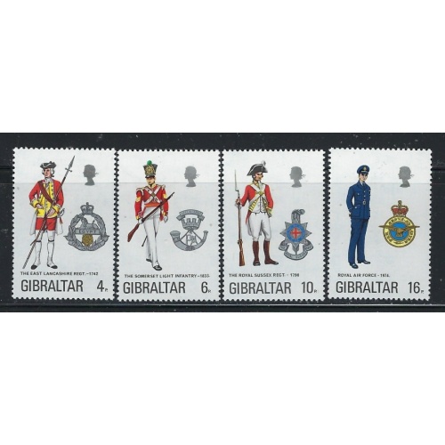 Gibraltar 310-13 MNH 1974 Military Uniforms (fe4020)