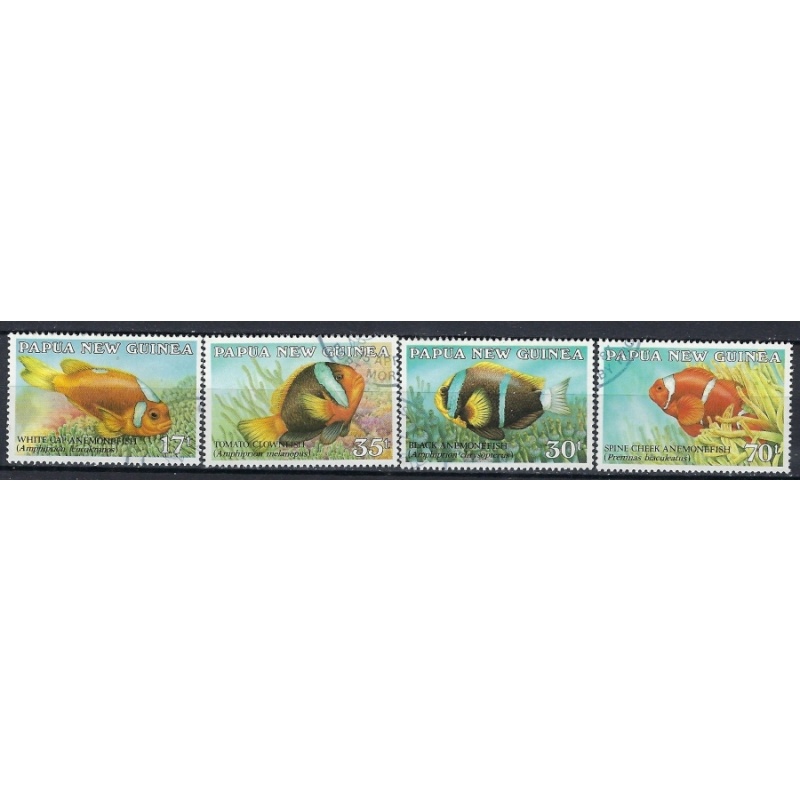 Papua New Guinea 659-62 Used 1987 Fish (ak1635)