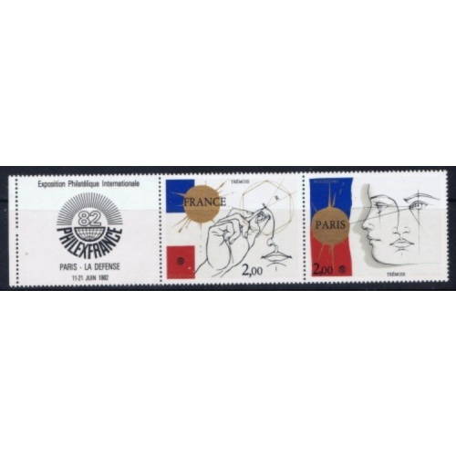 France 1742a MNH 1981 pair with label; been folded (an4063)