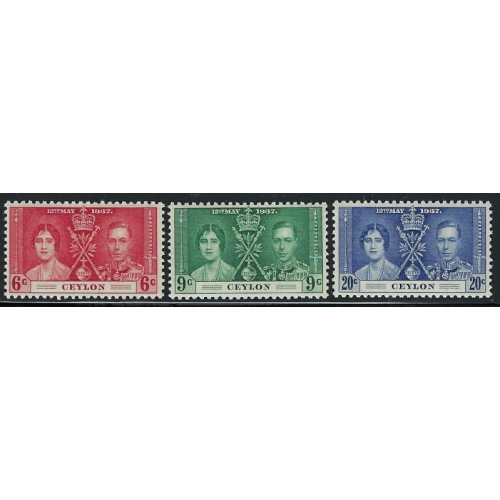 Ceylon 275-77 MNH 1937 KGVI Coronation (ap9493)