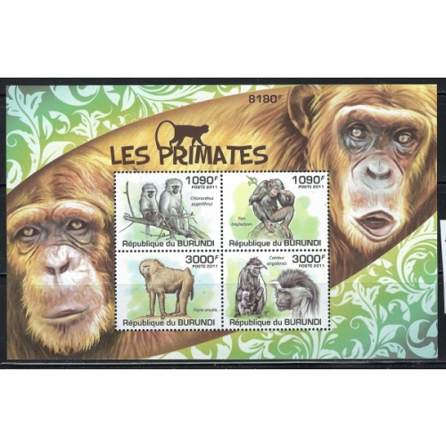 Burundi 831 MNH 2011 Primates sheet of 4 (an4200)