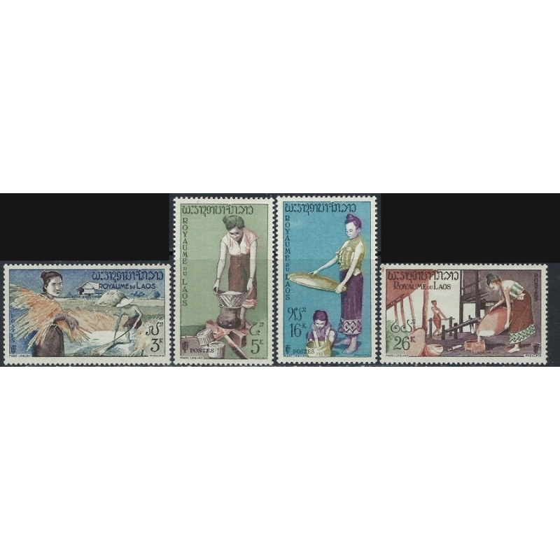 Laos 37-40 MNH 1957 Rice Production (ak5336)