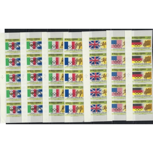 Honduras C429-35 MNH 1968 Imperf set in strips of 5 (an7320)